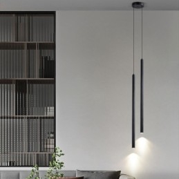 Lampada a sospensione moderna e contemporanea in vetro e lega di alluminio