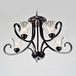 Lampadario vintage europeo a 5 luci con braccio cornuto