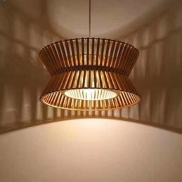 Lampada a sospensione vintage in legno/bambù LED E26/E27 1 luce
