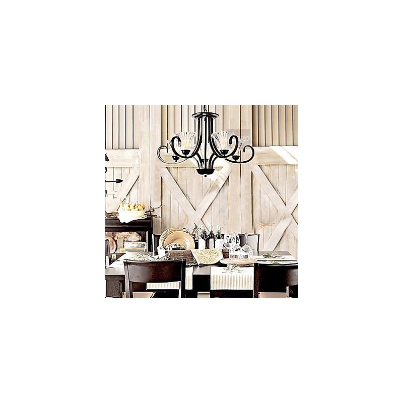 Lampadario vintage europeo a 5 luci con braccio cornuto