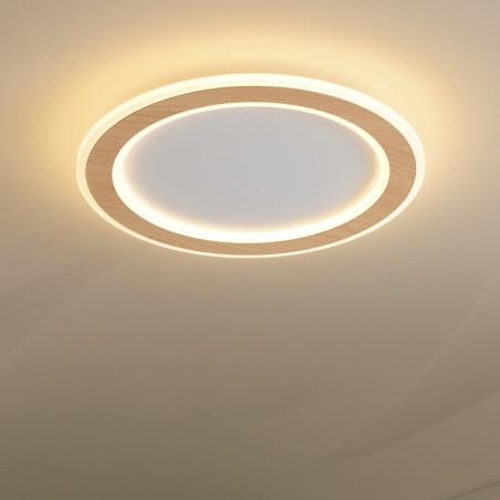 Lampada da soffitto a filo moderna in legno tonda