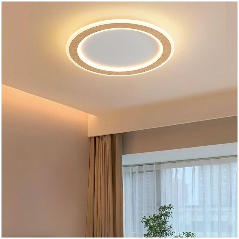 Lampada da soffitto a filo moderna in legno tonda