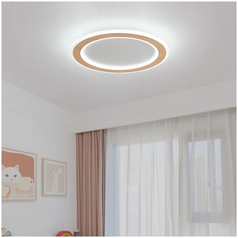 Lampada da soffitto a filo moderna in legno tonda