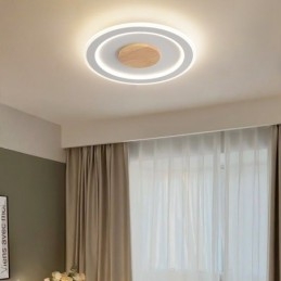 Lampada da soffitto moderna rotonda in legno da montare a filo