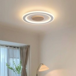 Lampada da soffitto moderna rotonda in legno da montare a filo