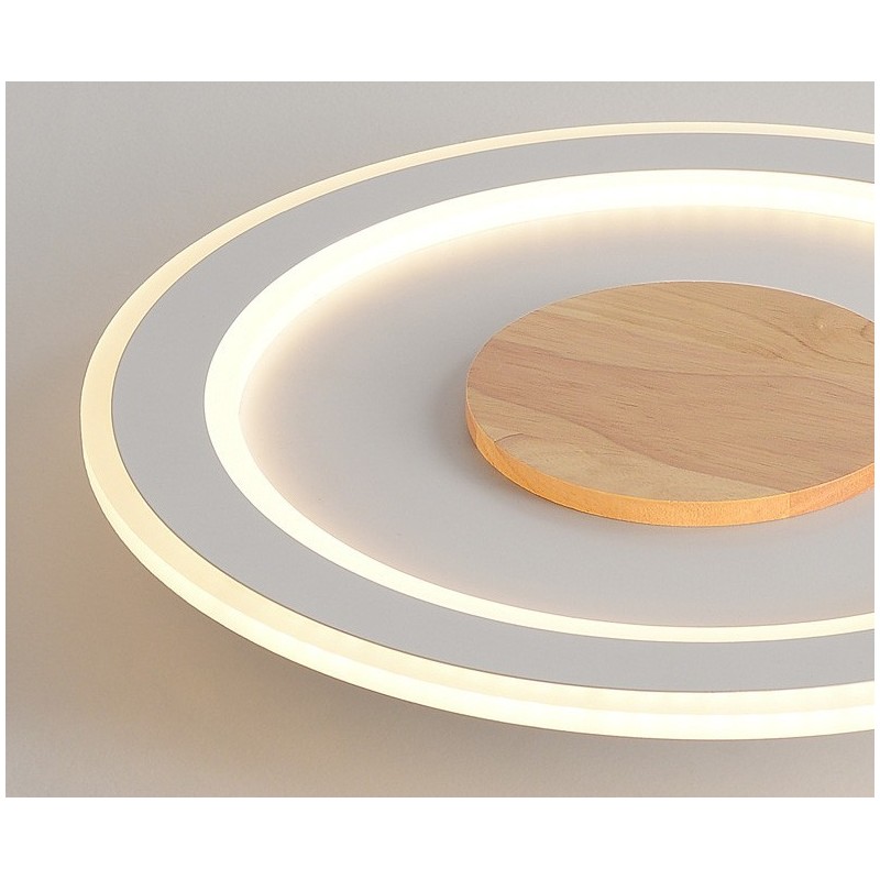 Lampada da soffitto moderna rotonda in legno da montare a filo