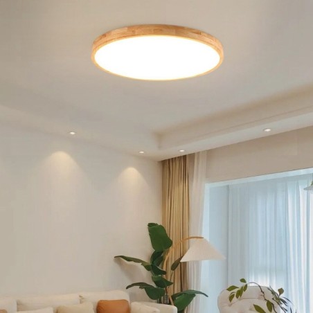 Lampada da soffitto LED moderna tonda in legno da montare a filo