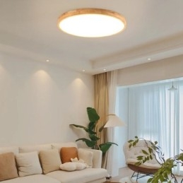 Lampada da soffitto LED moderna tonda in legno da montare a filo