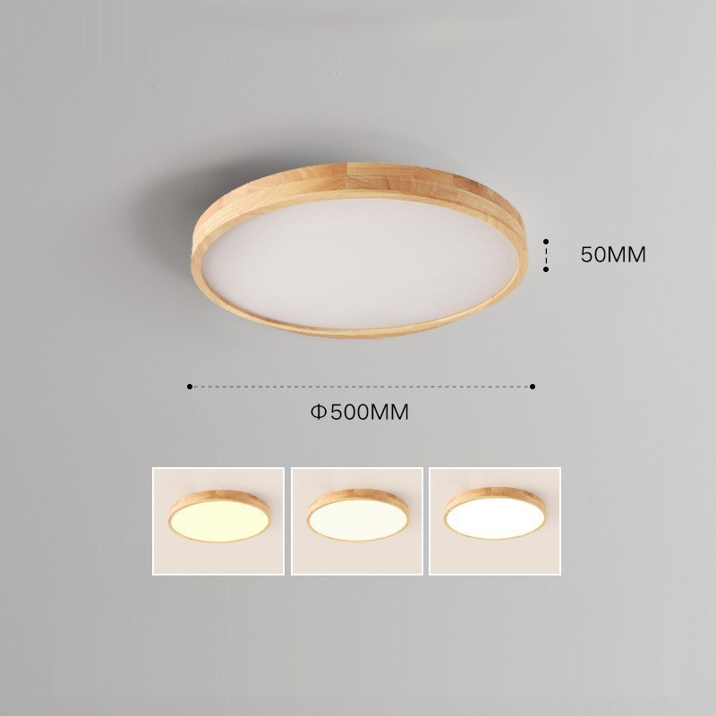 Lampada da soffitto LED moderna tonda in legno da montare a filo