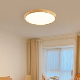 Lampada da soffitto LED moderna tonda in legno da montare a filo