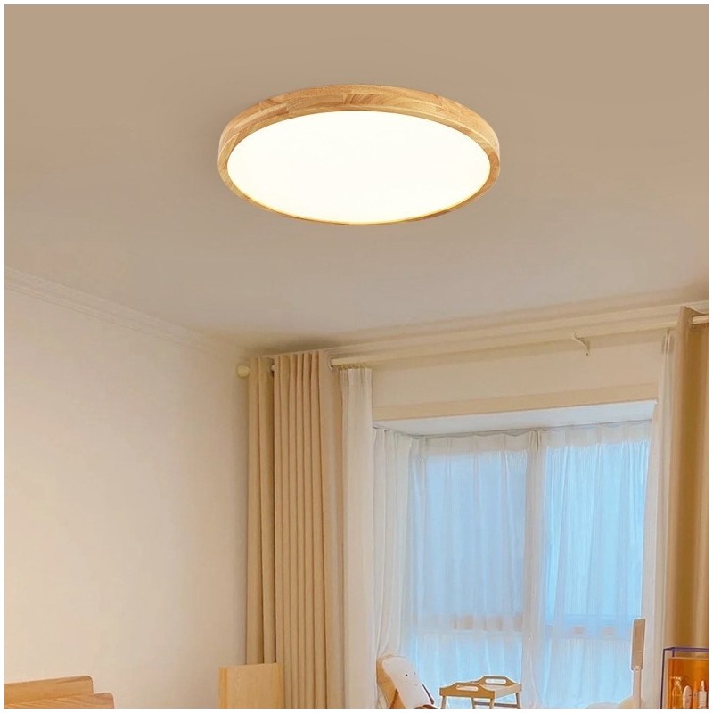Lampada da soffitto LED moderna tonda in legno da montare a filo