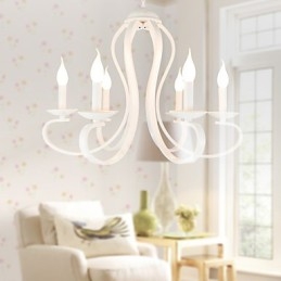 Lampadario retrò tradizionale moderno country in metallo bianco 52 cm