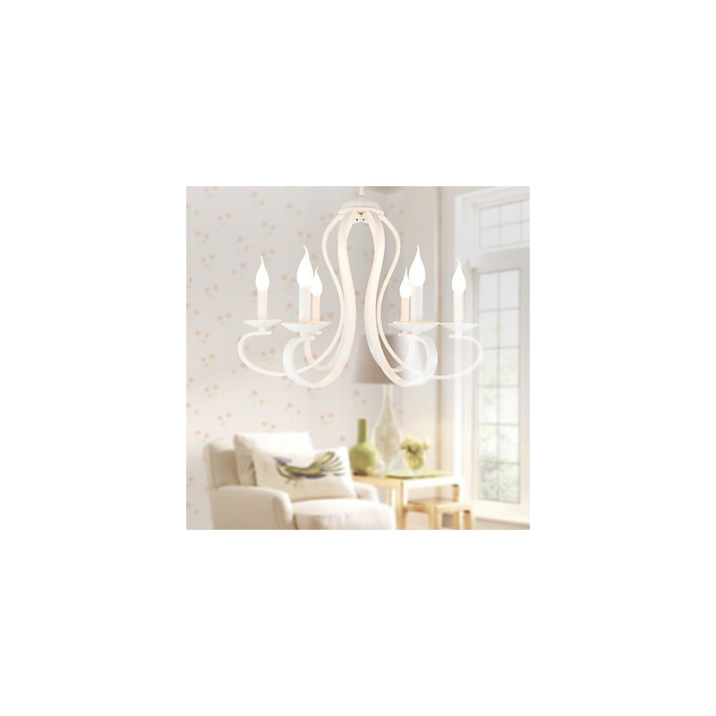 Lampadario retrò tradizionale moderno country in metallo bianco 52 cm
