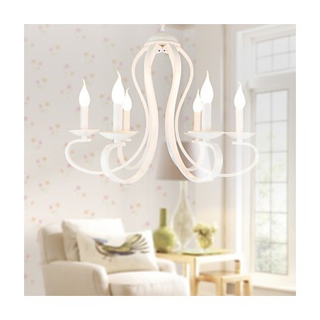 Lampadario retrò tradizionale moderno country in metallo bianco 52 cm