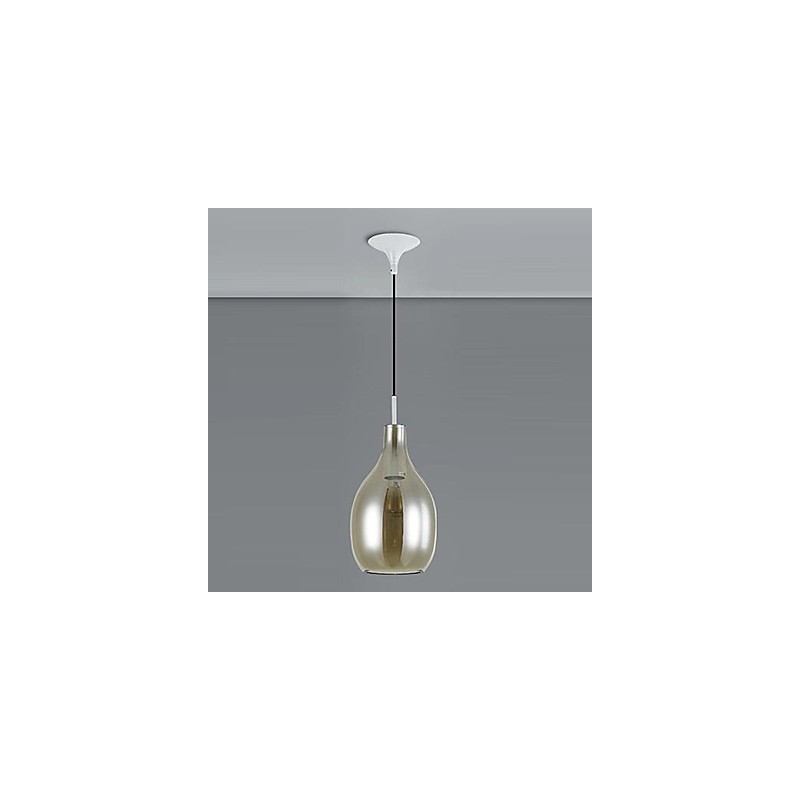 Lampadario moderno a 1 luce in vetro e metallo, catena regolabile