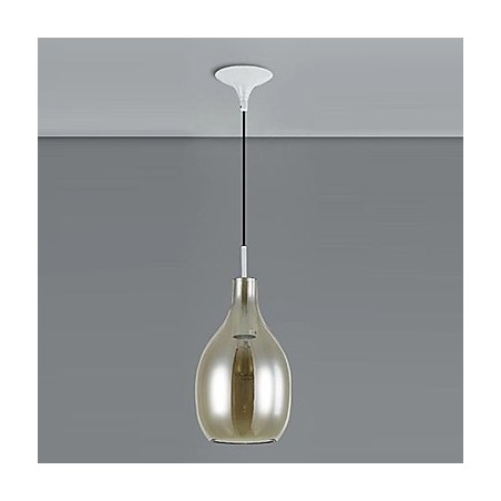 Lampadario moderno a 1 luce in vetro e metallo, catena regolabile