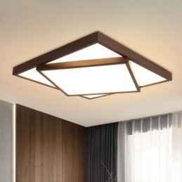 Plafoniera quadrata in legno di noce nero a due livelli, moderna, stile nordico, montaggio a filo