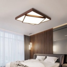 Plafoniera quadrata in legno di noce nero a due livelli, moderna, stile nordico, montaggio a filo