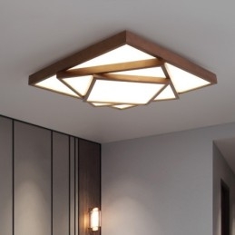 Plafoniera quadrata a 3 livelli in legno di noce nero, moderna nordica, a filo, anche applique