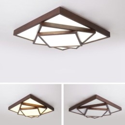 Plafoniera quadrata a 3 livelli in legno di noce nero, moderna nordica, a filo, anche applique