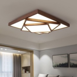 Plafoniera quadrata a 3 livelli in legno di noce nero, moderna nordica, a filo, anche applique