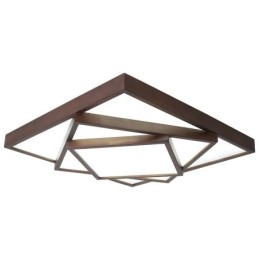 Plafoniera quadrata a 3 livelli in legno di noce nero, moderna nordica, a filo, anche applique