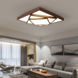 Plafoniera quadrata a 3 livelli in legno di noce nero, moderna nordica, a filo, anche applique