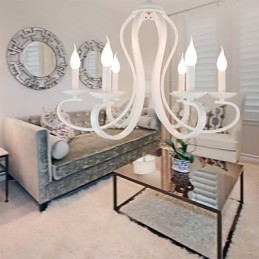 Lampadario retrò tradizionale moderno country in metallo bianco 52 cm