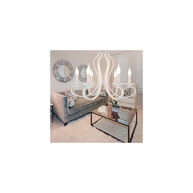 Lampadario retrò tradizionale moderno country in metallo bianco 52 cm