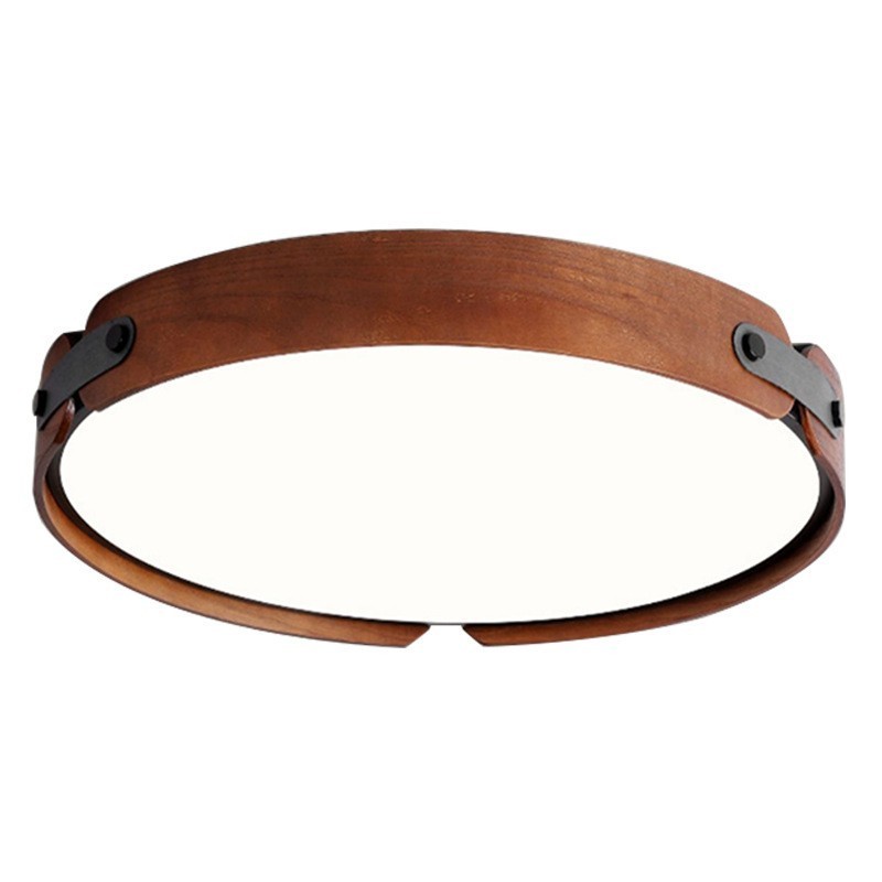 Plafoniera da soffitto rotonda in legno di noce nero, LED, moderna