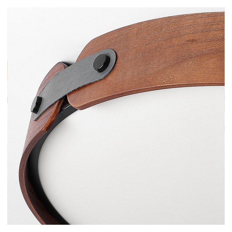 Plafoniera da soffitto rotonda in legno di noce nero, LED, moderna