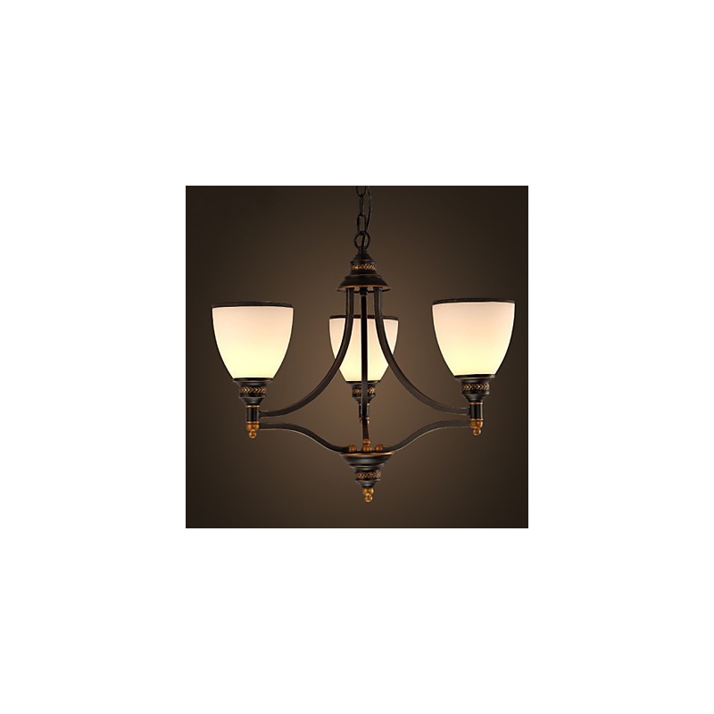 Lampadario retrò minimalista in vetro bianco stile europeo, nero e oro