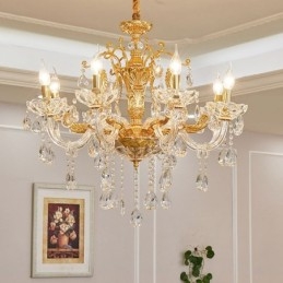 Lampadario a candela in cristallo oro 6/8 luci E12/E14