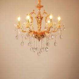 Lampadario a candela in cristallo oro 6/8 luci E12/E14