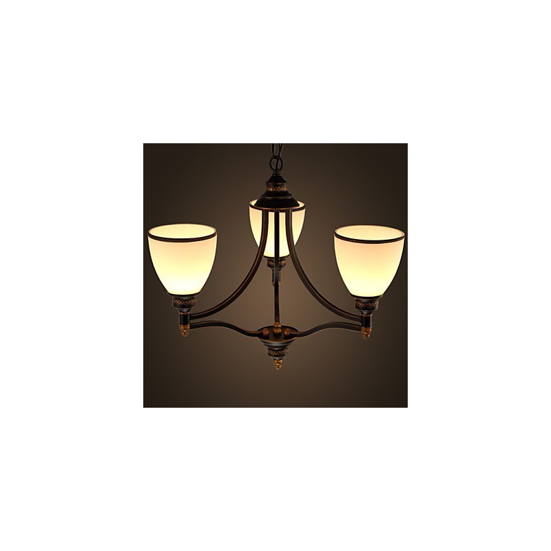 Lampadario retrò minimalista in vetro bianco stile europeo, nero e oro