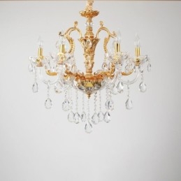 Lampadario a candela in cristallo oro 6/8 luci E12/E14