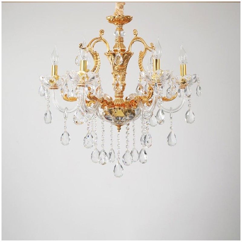 Lampadario a candela in cristallo oro 6/8 luci E12/E14