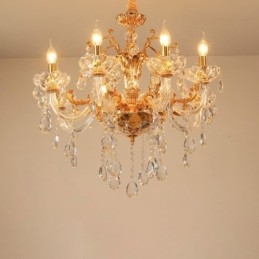Lampadario a candela in cristallo oro 6/8 luci E12/E14