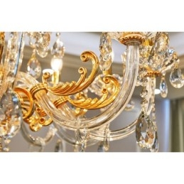 Lampadario a candela in cristallo oro 6/8 luci E12/E14