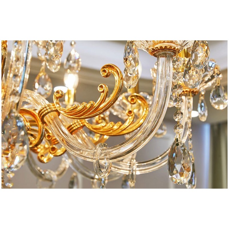 Lampadario a candela in cristallo oro 6/8 luci E12/E14