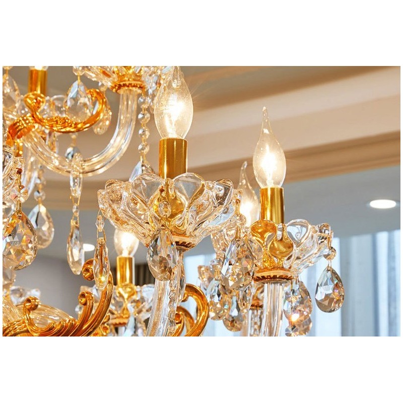 Lampadario a candela in cristallo oro 6/8 luci E12/E14