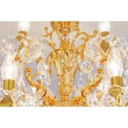 Lampadario a candela in cristallo dorato a 2 livelli con 18 luci