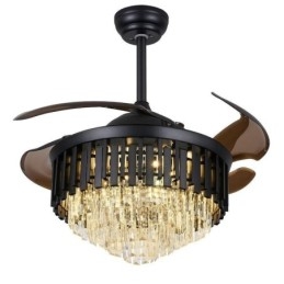 Ventilatore da soffitto retrattile con luce LED in cristallo