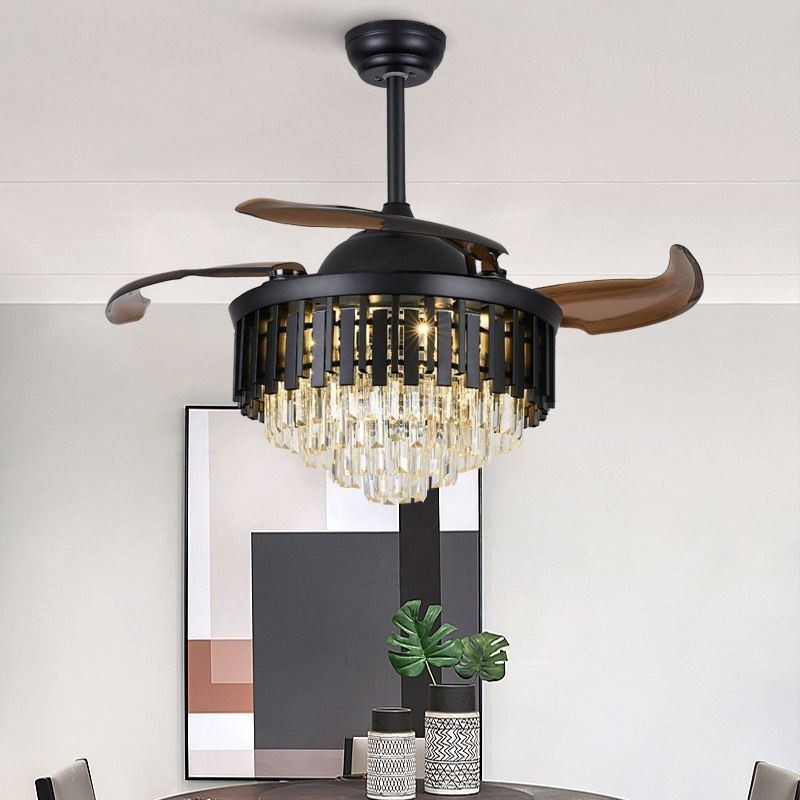 Ventilatore da soffitto retrattile con luce LED in cristallo