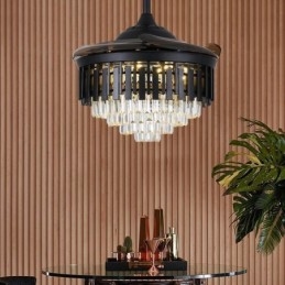Ventilatore da soffitto retrattile con luce LED in cristallo