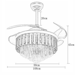 Ventilatore da soffitto retrattile con luce LED in cristallo