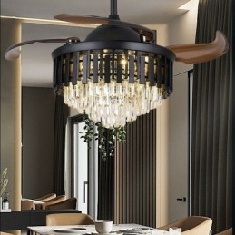 Ventilatore da soffitto retrattile con luce LED in cristallo