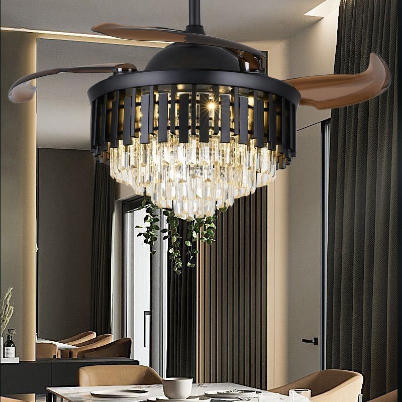 Ventilatore da soffitto retrattile con luce LED in cristallo