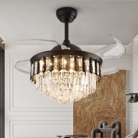 Ventilatore da soffitto retrattile con luce LED in cristallo