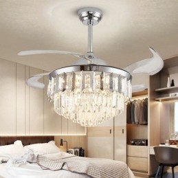 Ventilatore da soffitto retrattile con luce LED in cristallo